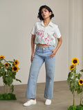 Ivory Flamingo Crop Shirt