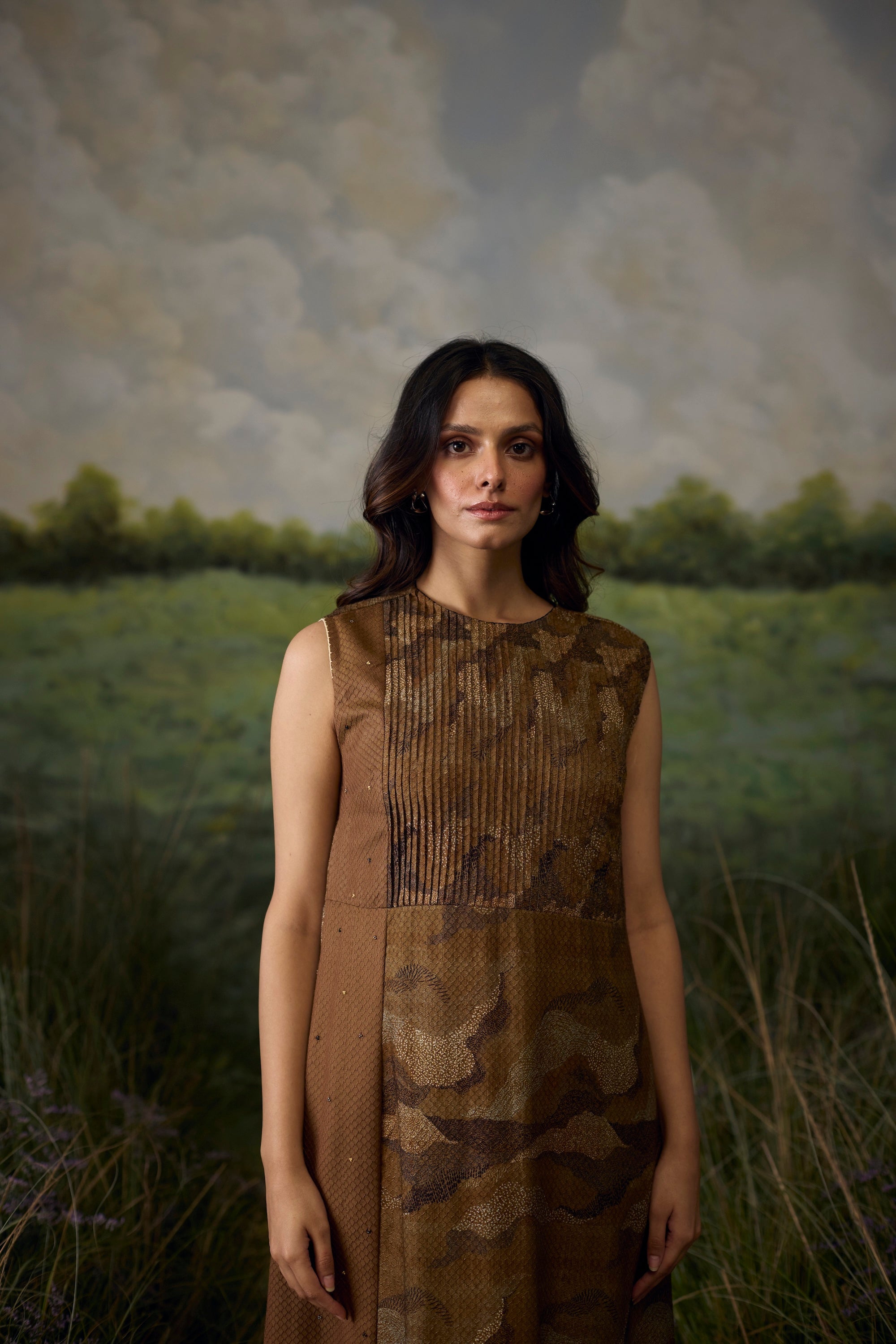 Sand Pintuck Dress