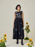 Black Popline Flamingo Dress