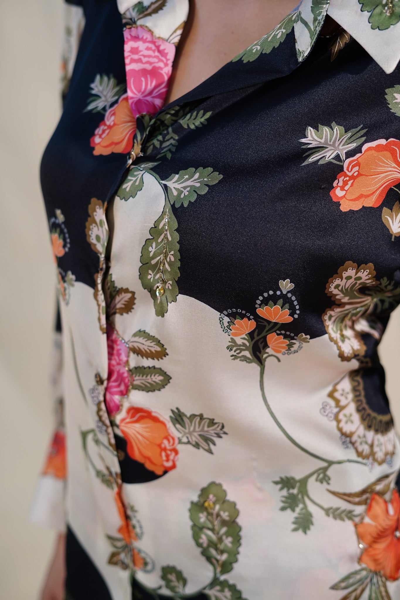 Midnight Bloom Satin Co-ord Set