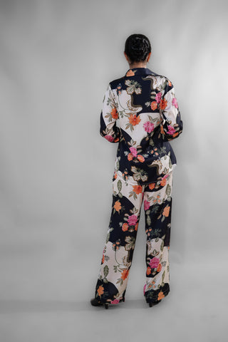 Midnight Bloom Satin Co-ord Set