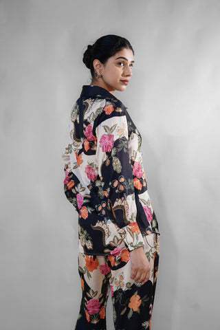 Midnight Bloom Satin Co-ord Set