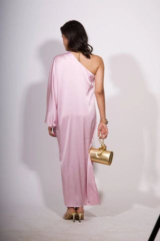 Rosé Aura One Shoulder Dress
