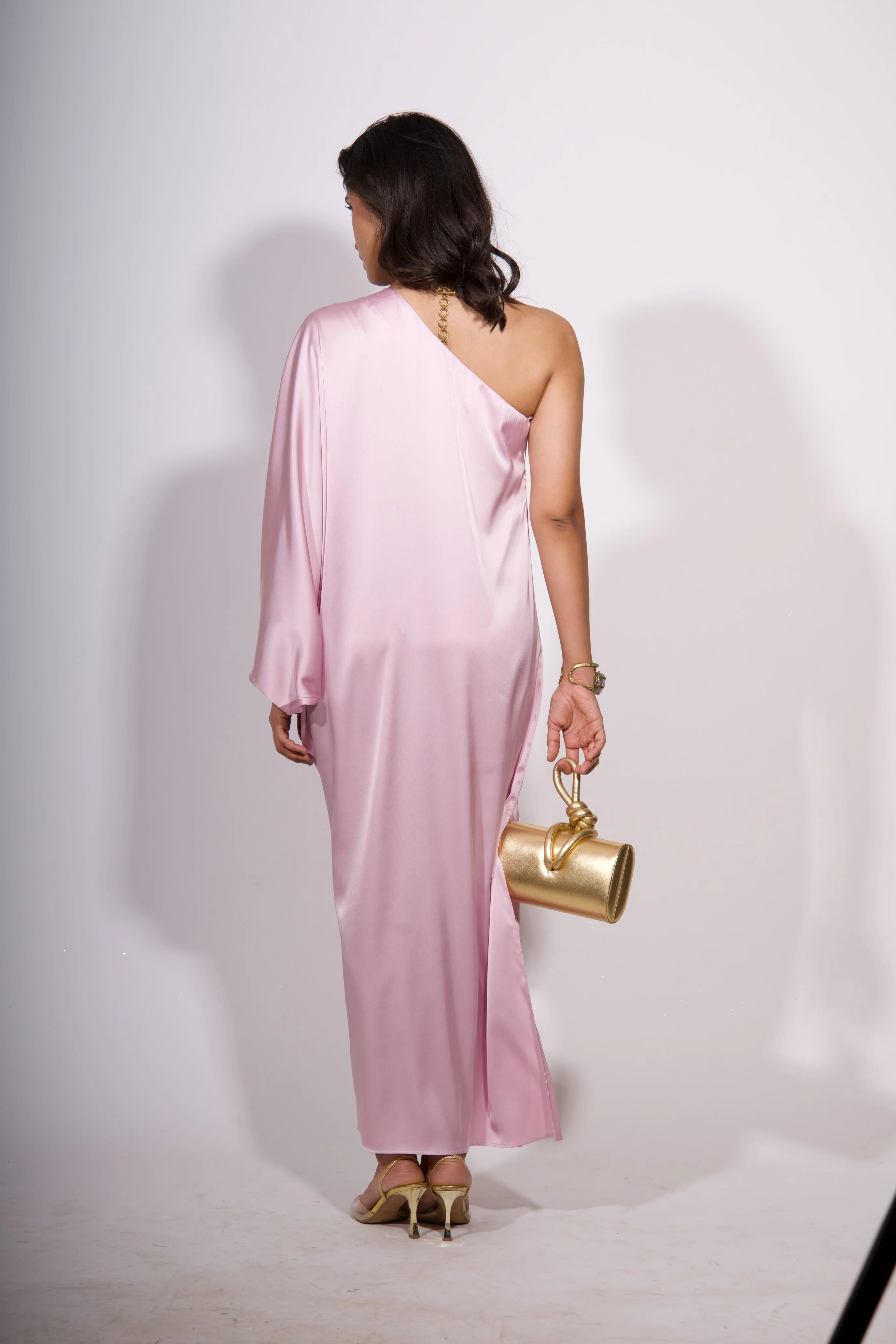 Rosé Aura One Shoulder Dress