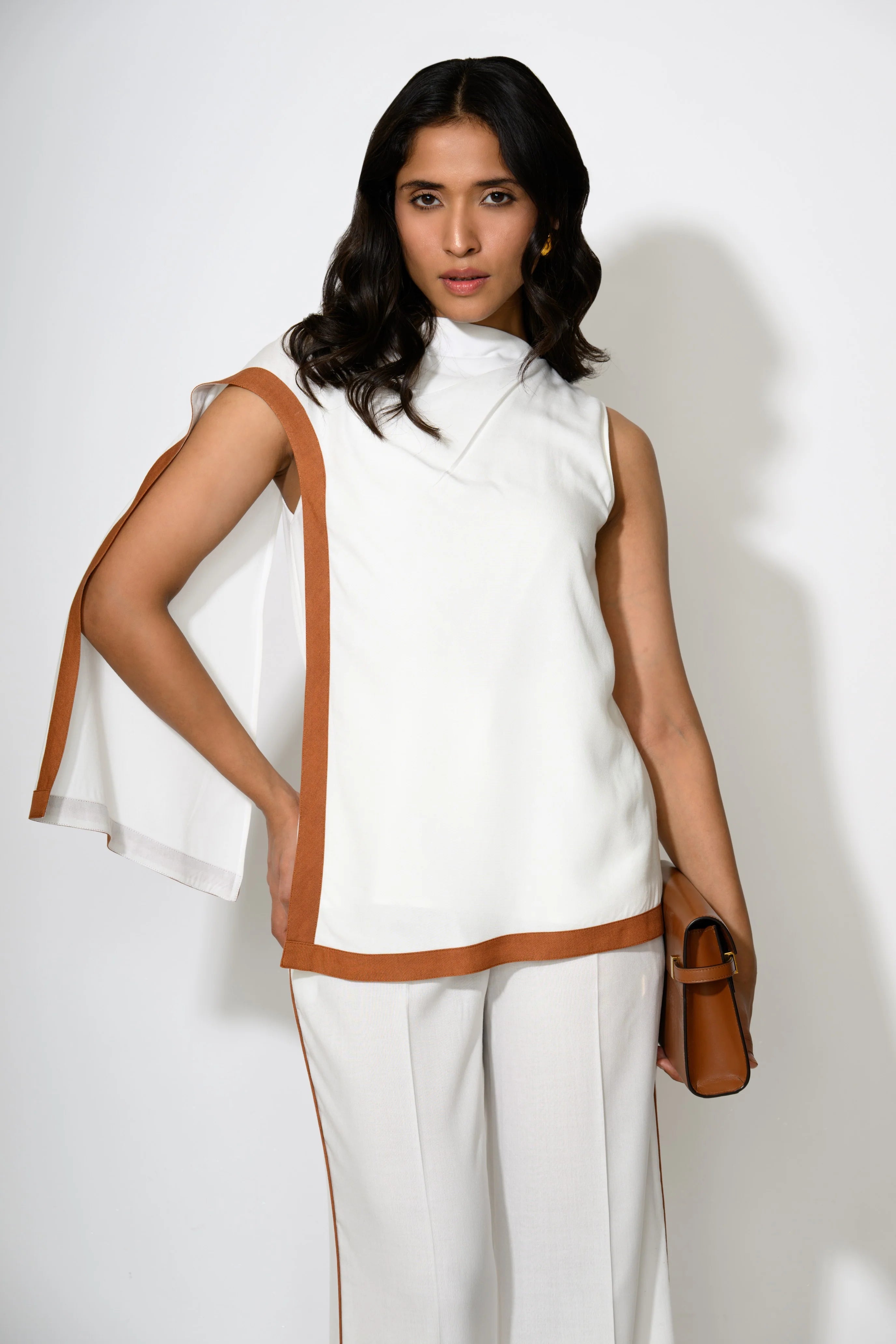 Sienna-Edged Asymmetric Co-ord Set
