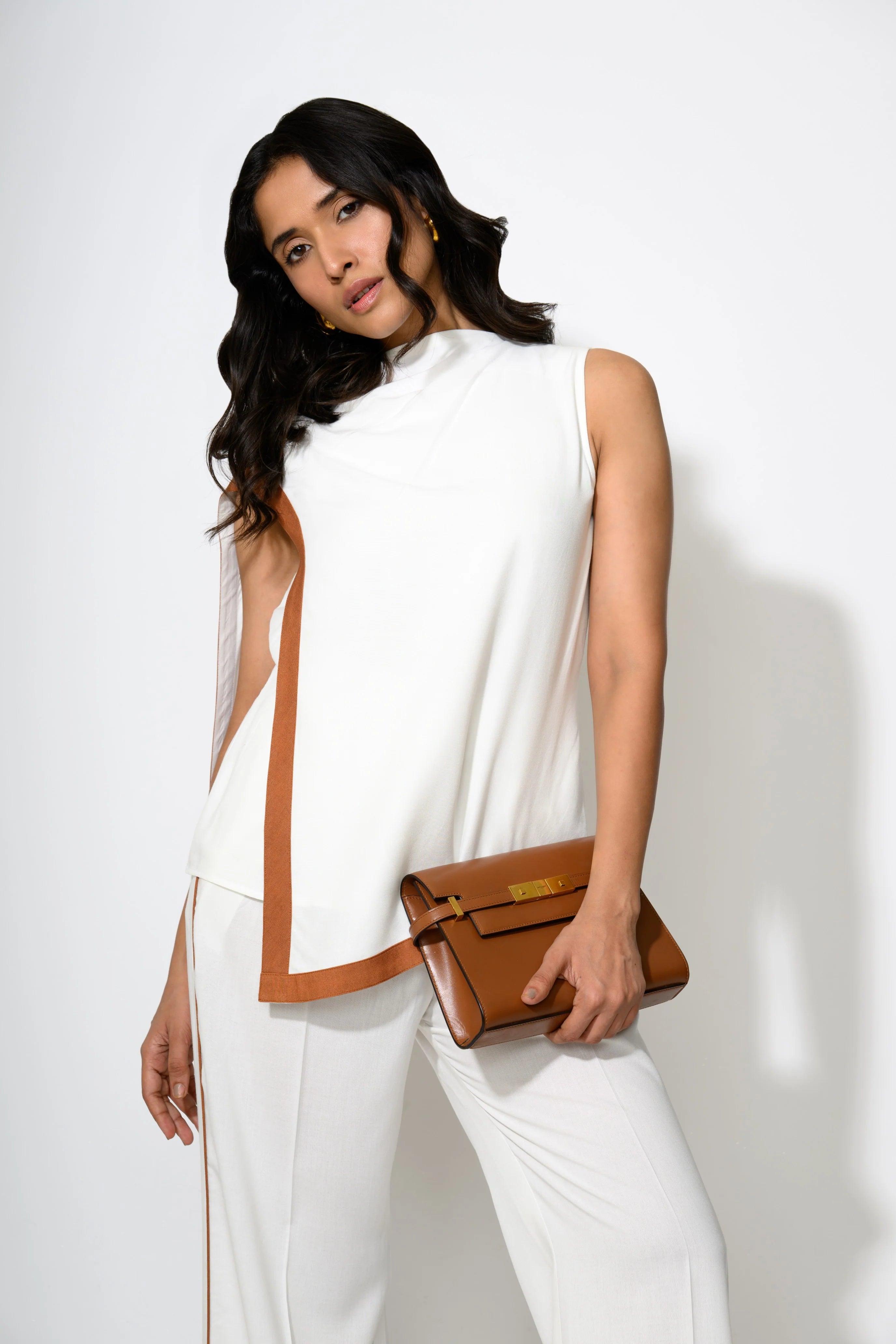 Sienna-Edged Asymmetric Co-ord Set