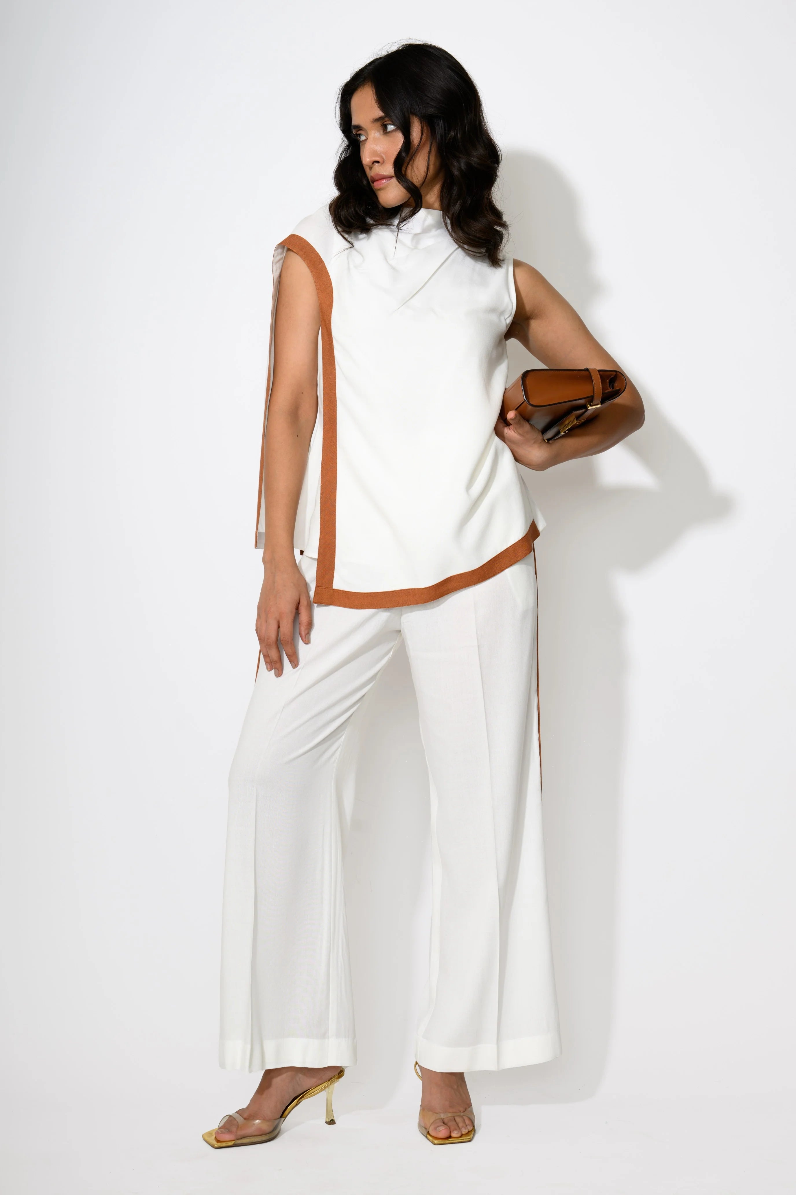 Sienna-Edged Asymmetric Co-ord Set