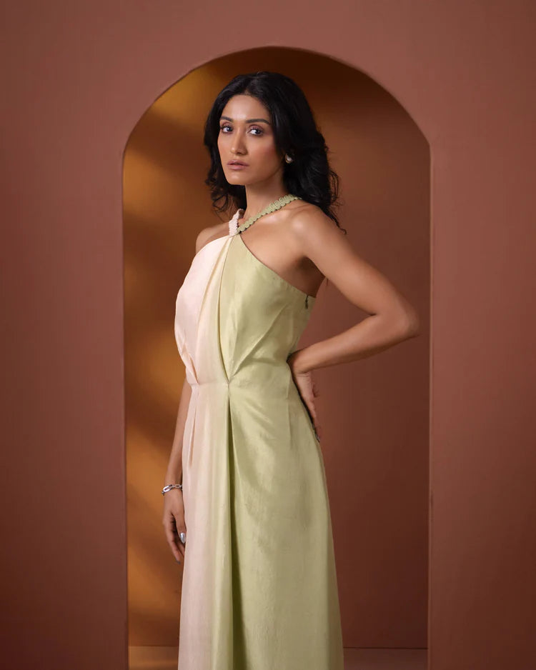 Green Amber Silk Dress