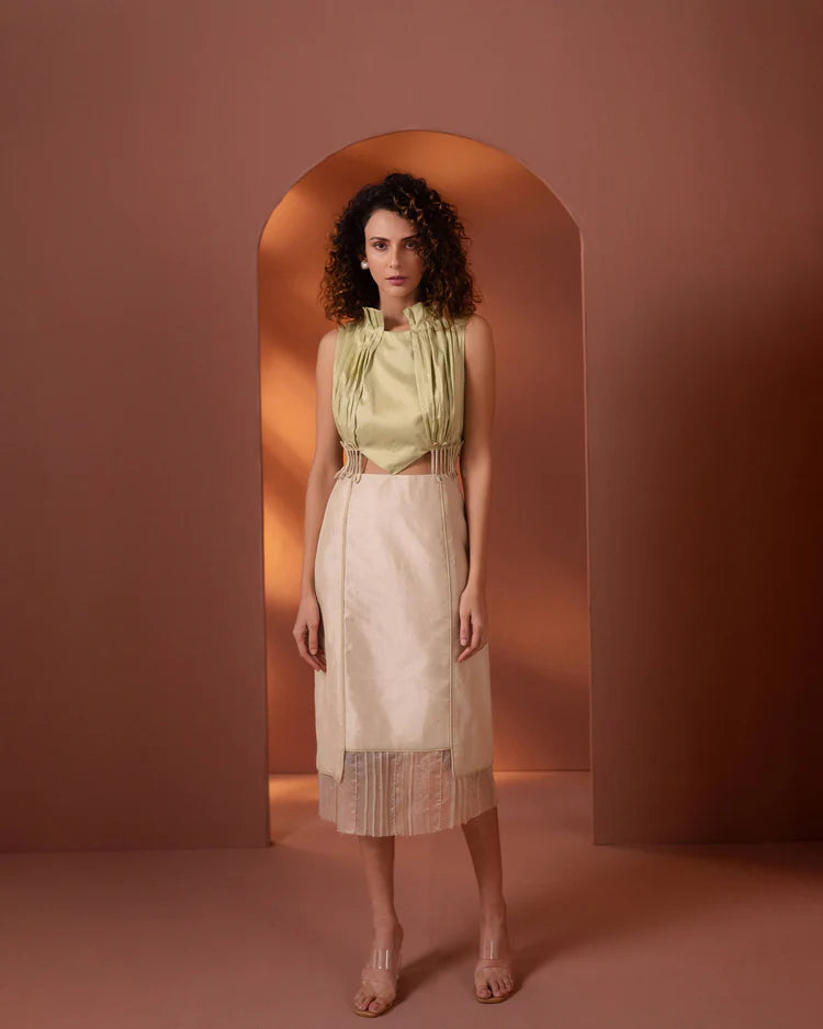 Mint Drift Silk Corded Dress