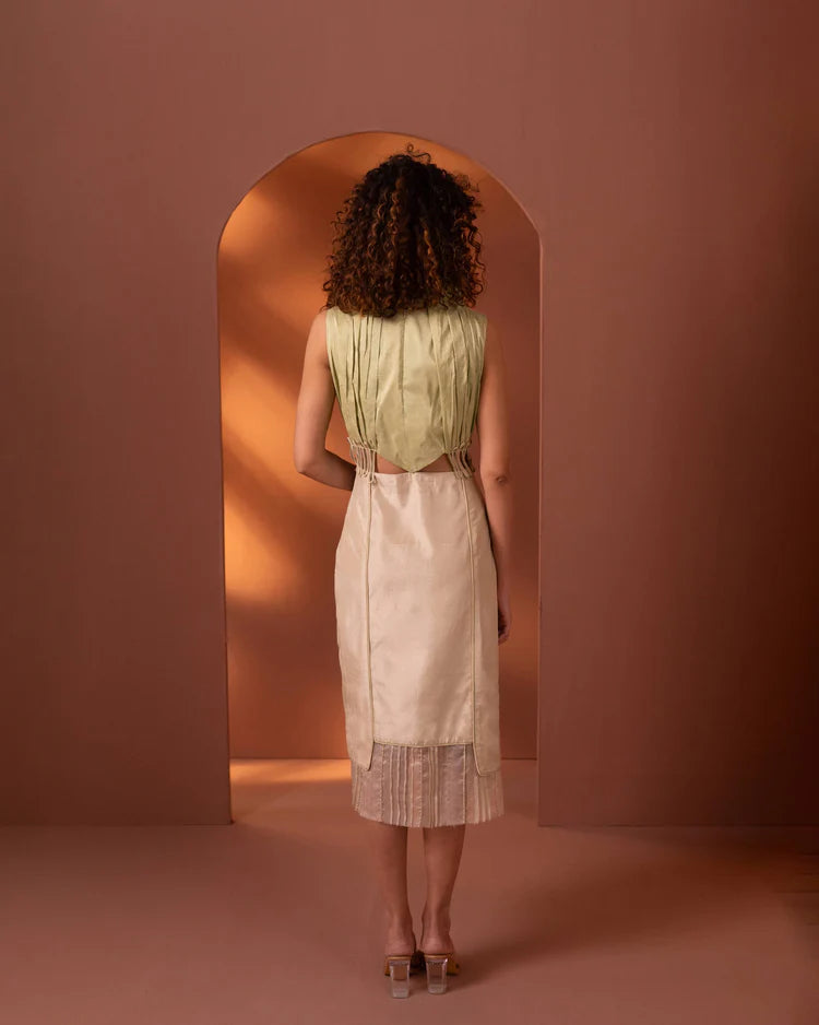 Mint Drift Silk Corded Dress
