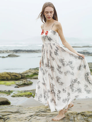 Crimson Noir Blossom Dress