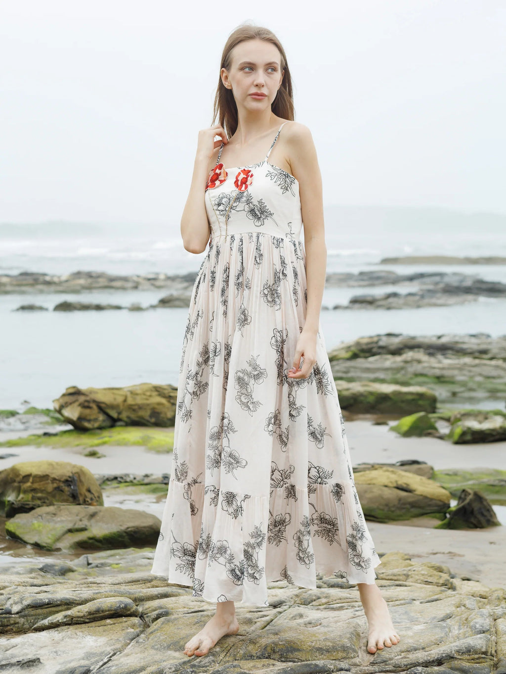 Crimson Noir Blossom Dress