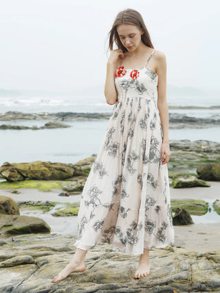 Crimson Noir Blossom Dress