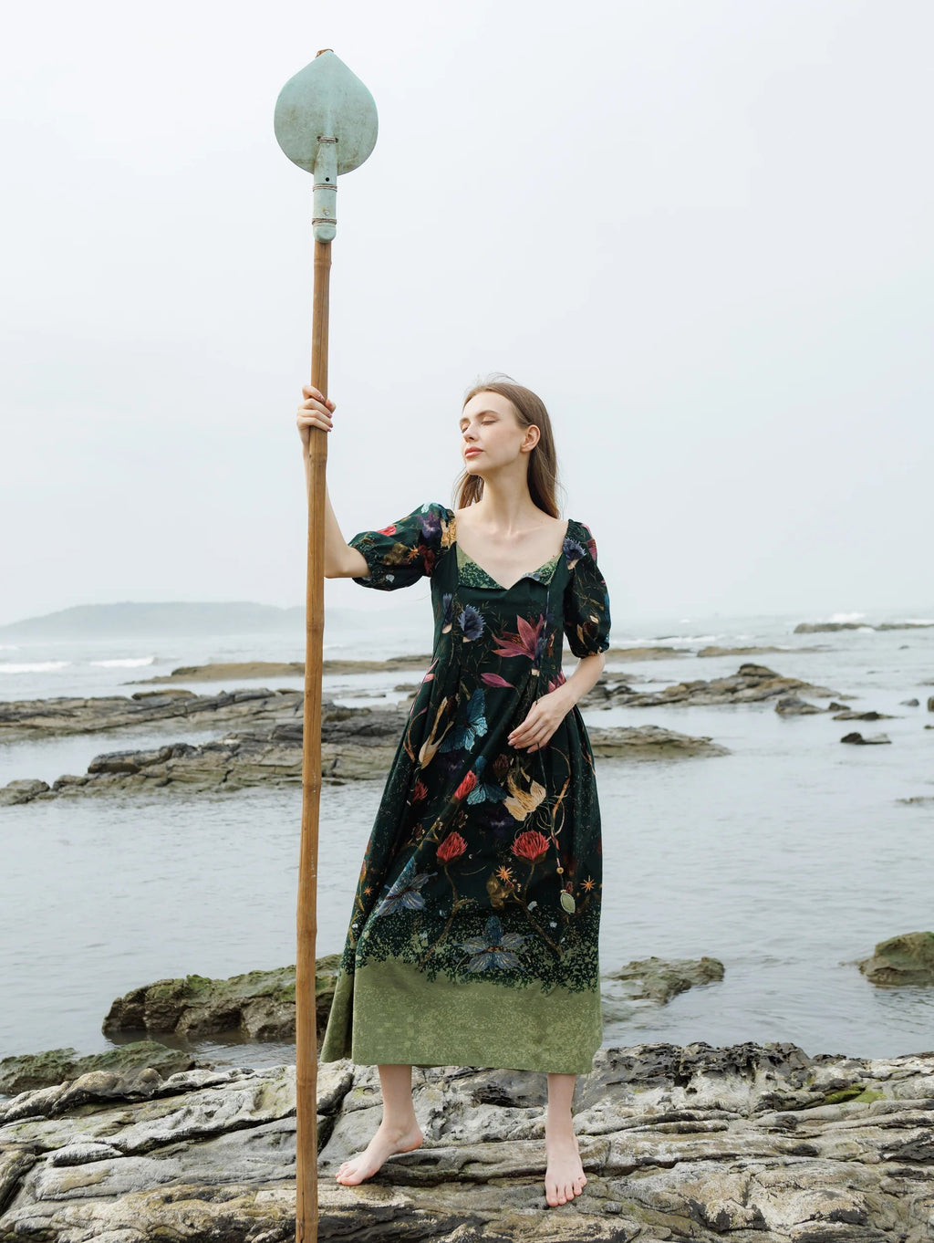 Green Forest Crump Midi Dress