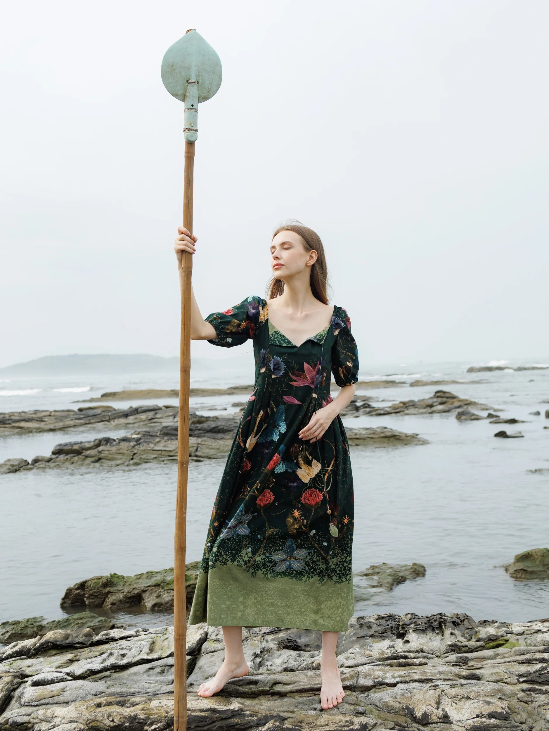 Green Forest Crump Midi Dress