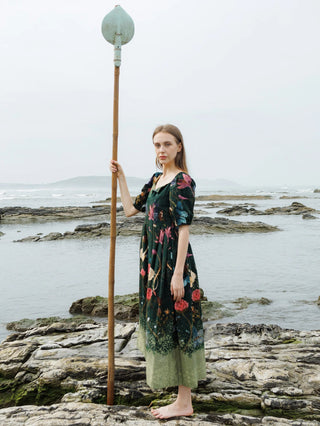 Green Forest Crump Midi Dress