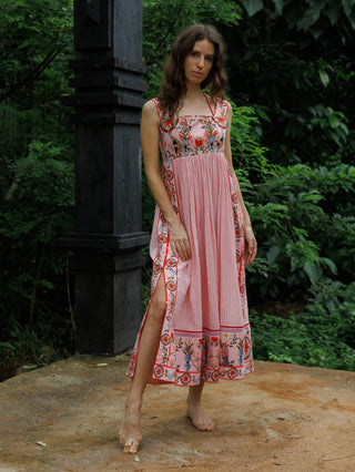 Cloud Pink Whisper Tie Midi Dress