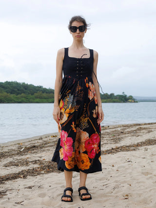 Midnight Blossom Corset Dress