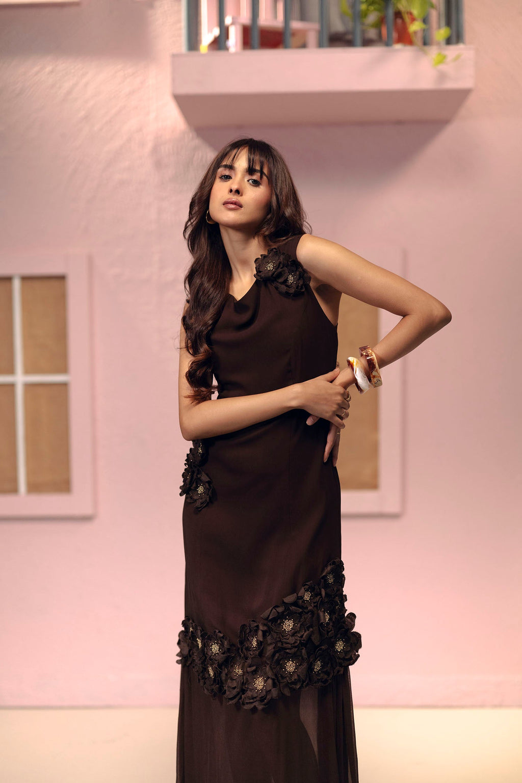 Petal Affair Dress (Brown)