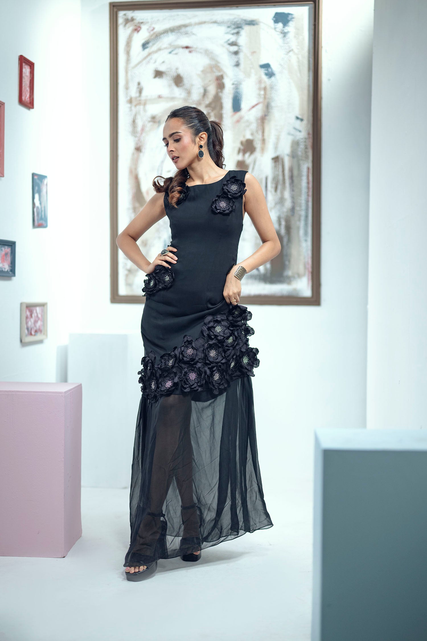 Petal Affair Dress (Black)