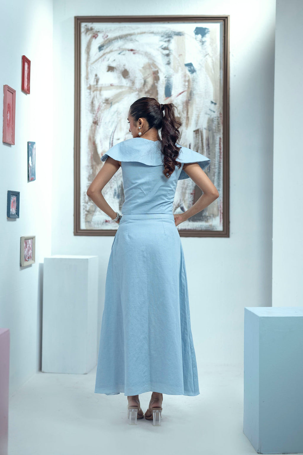 Bloom Burst Skirt Set (Blue)