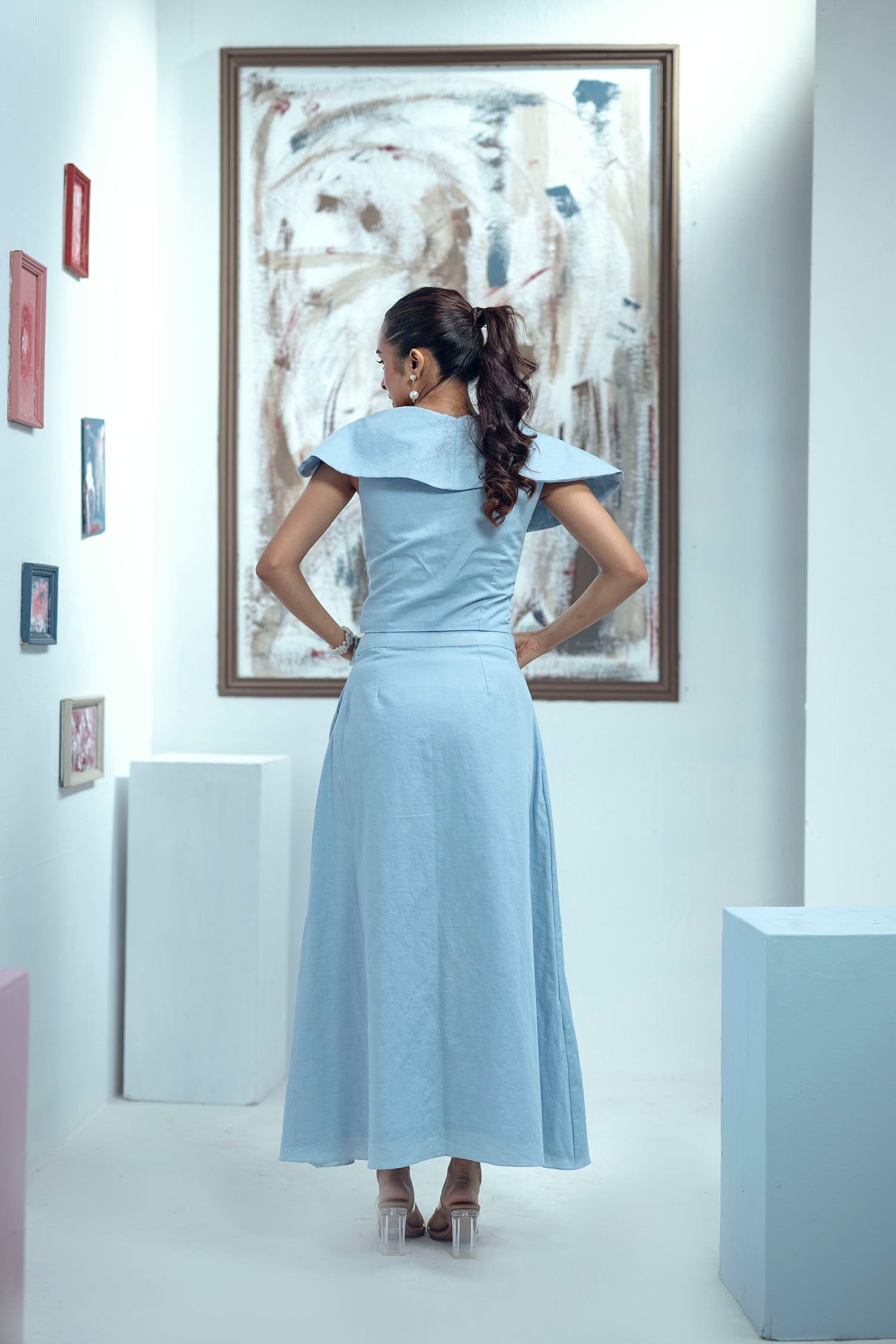 Bloom Burst Skirt Set (Blue)