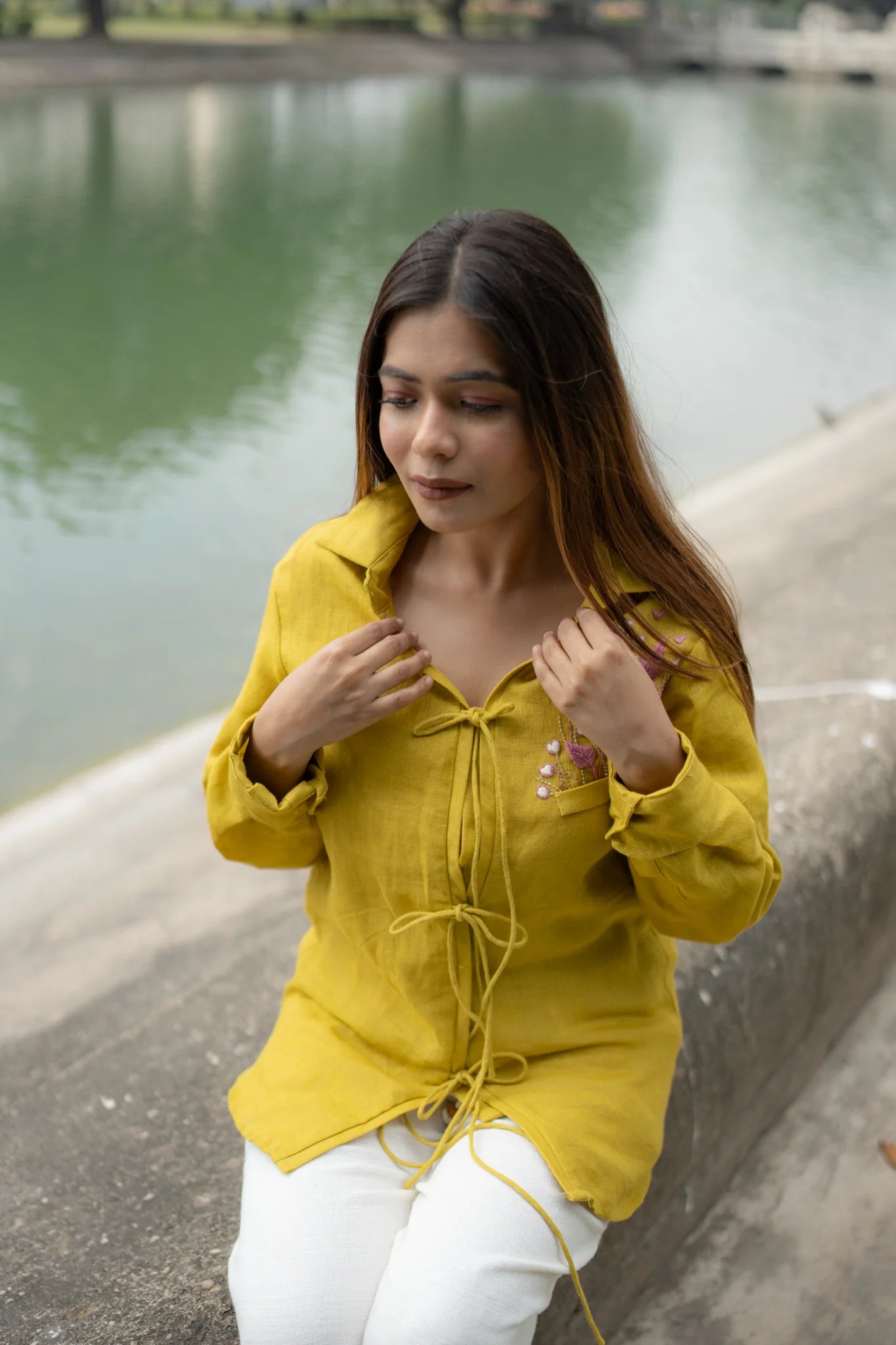 Spring Pocket Knotted Shirt