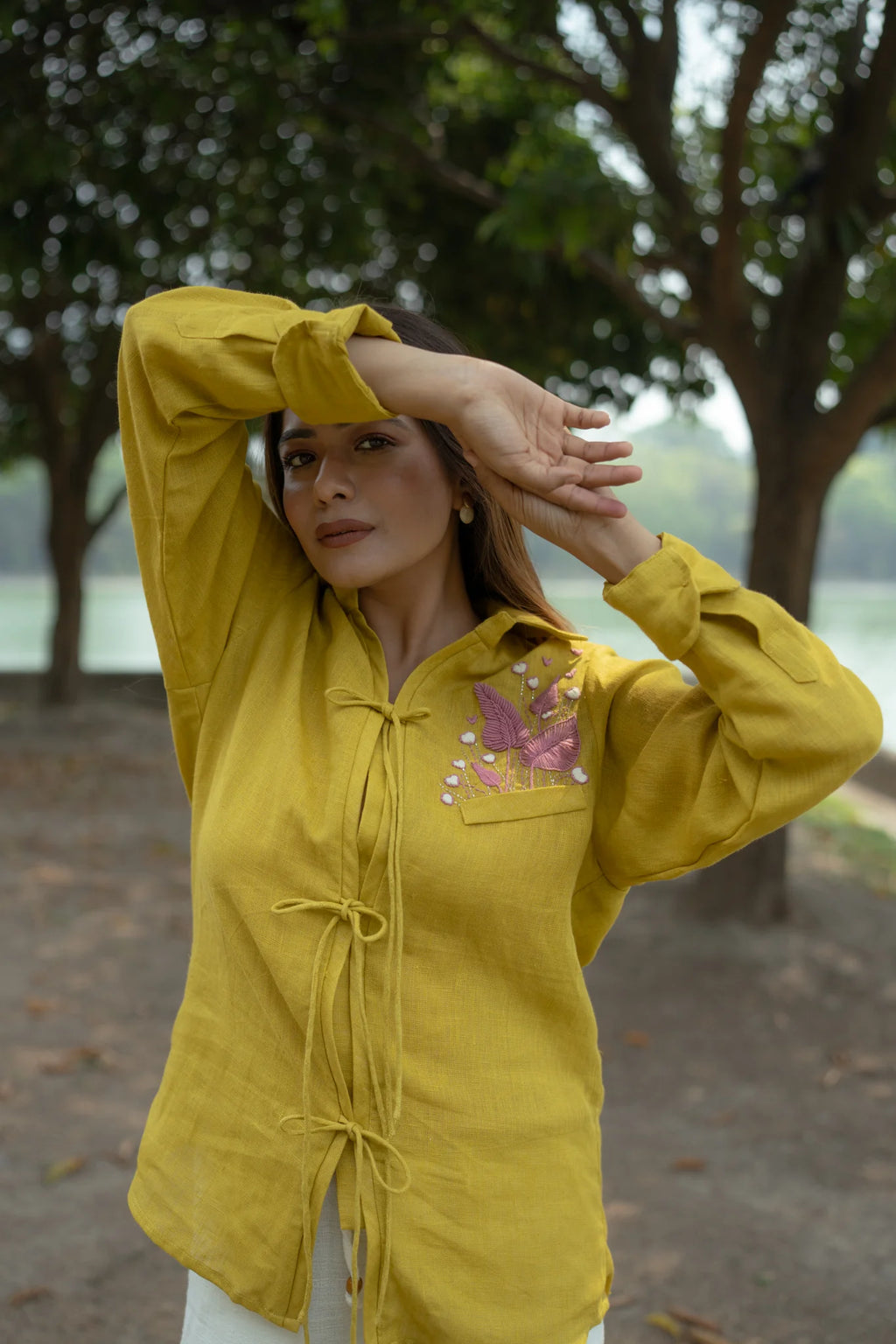 Spring Pocket Knotted Shirt