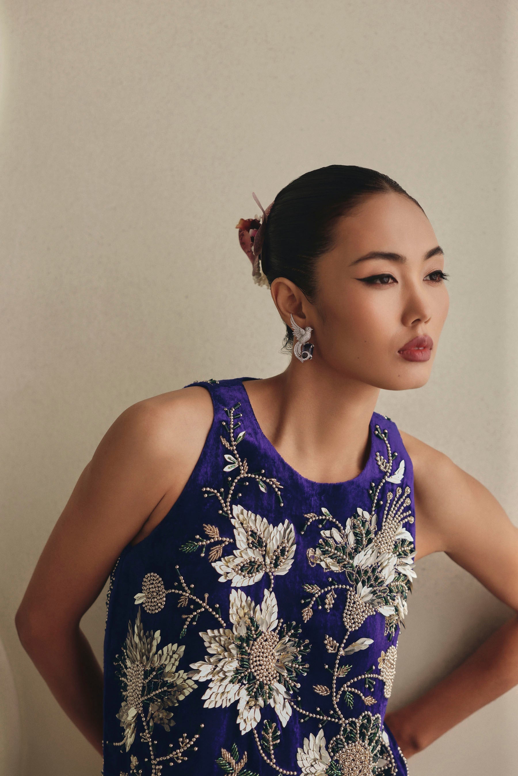 Midnight Bloom Mini Dress