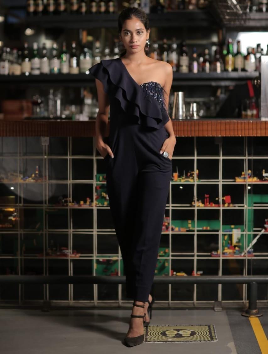 Rainbow in the Deep One Shoulder Jumpsuit