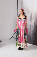 Pink & Black Scratch Print Corset Dress