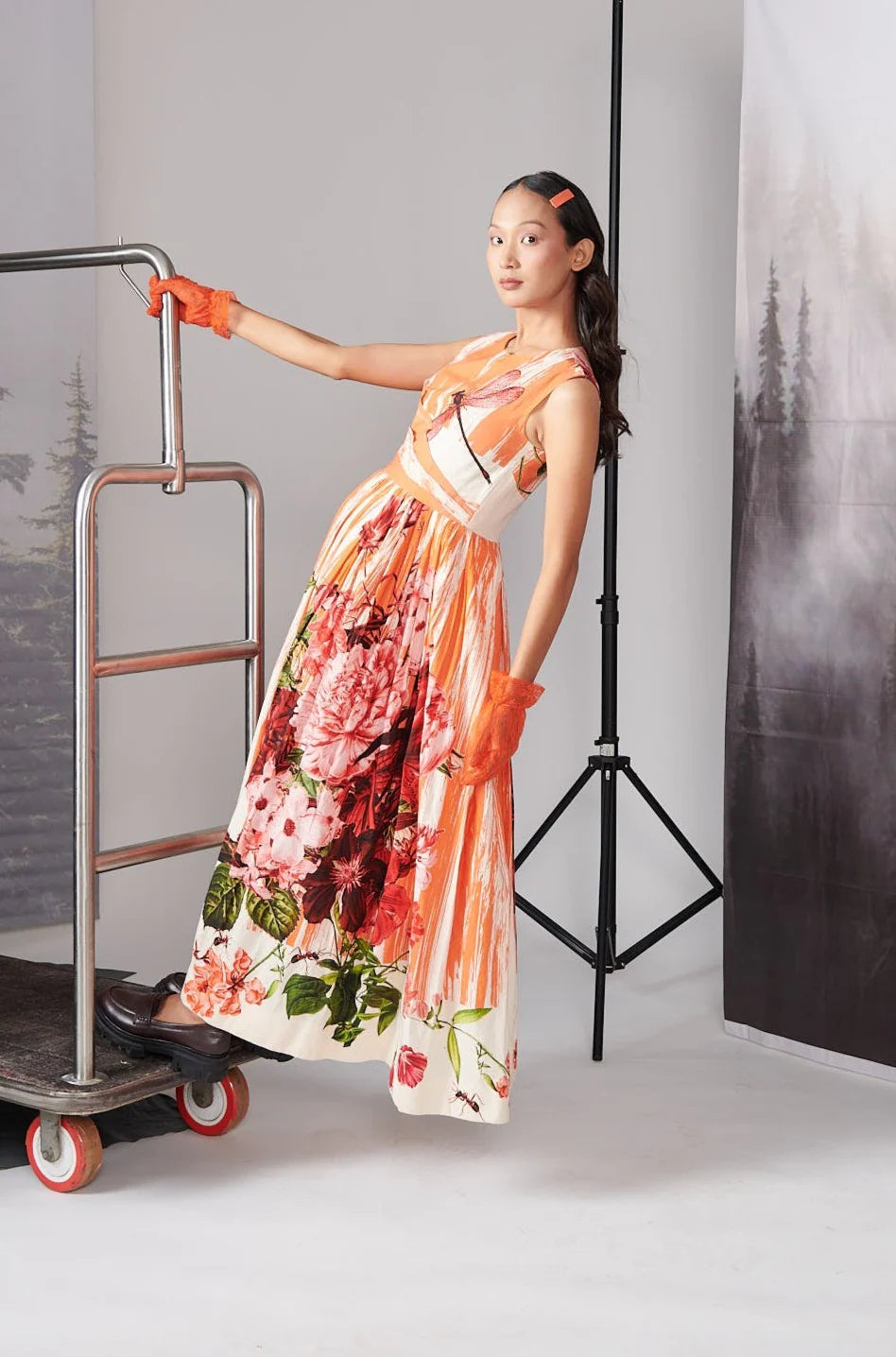 Orange Scratch Print Dress