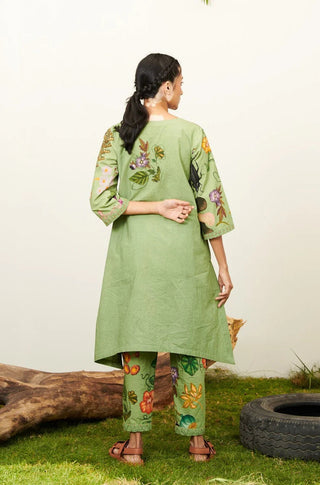 Green Grandma all over kurti set