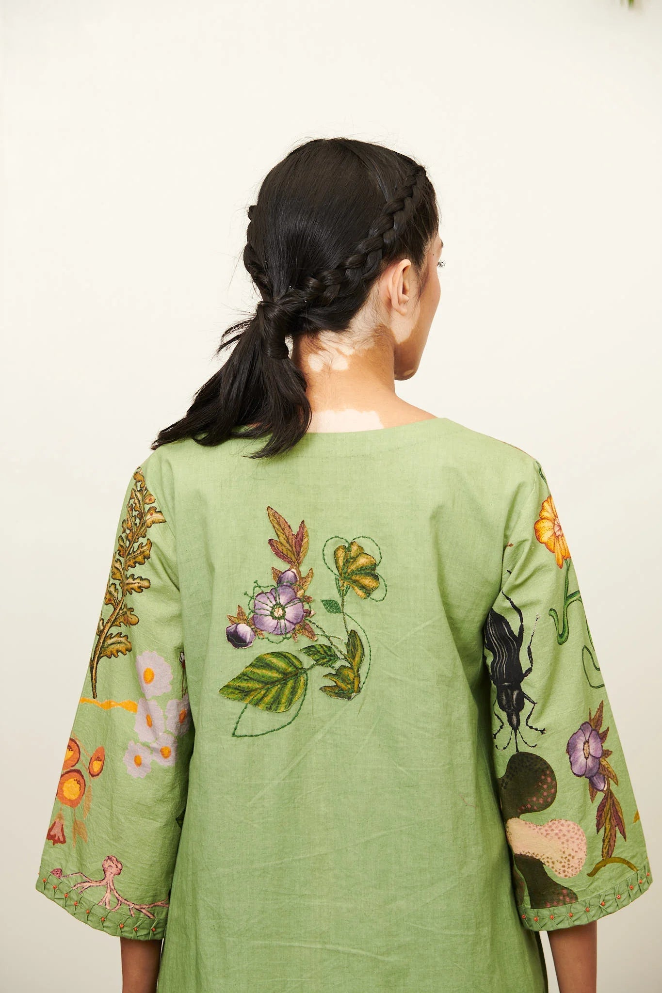 Green Grandma all over kurti set
