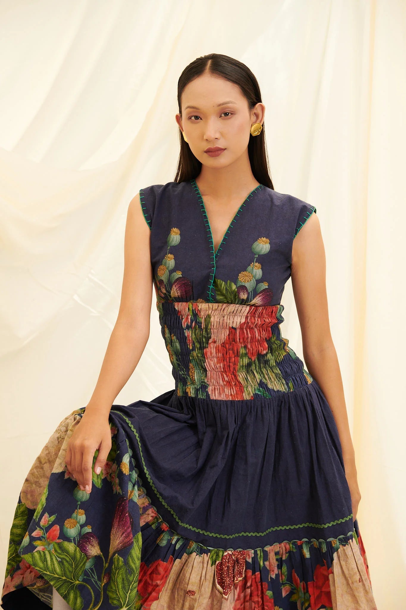 Poppy Bloom Shirring Dress