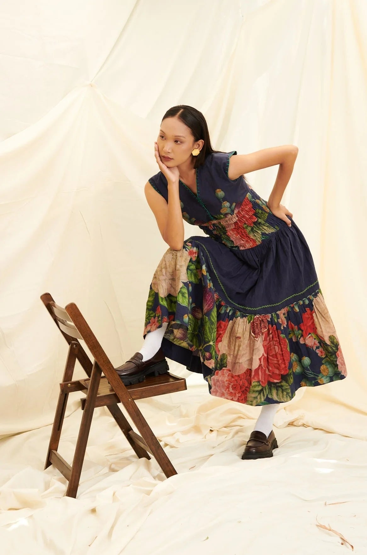 Poppy Bloom Shirring Dress