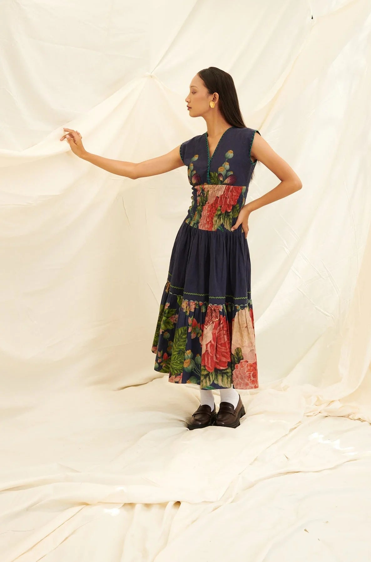 Poppy Bloom Shirring Dress