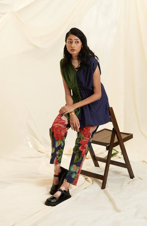Blue & Green Poppy Bloom All Over Print Co-ord Set