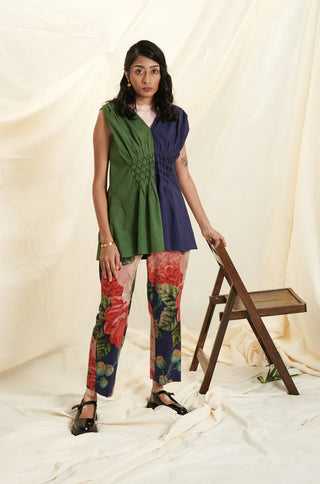 Blue & Green Poppy Bloom All Over Print Co-ord Set
