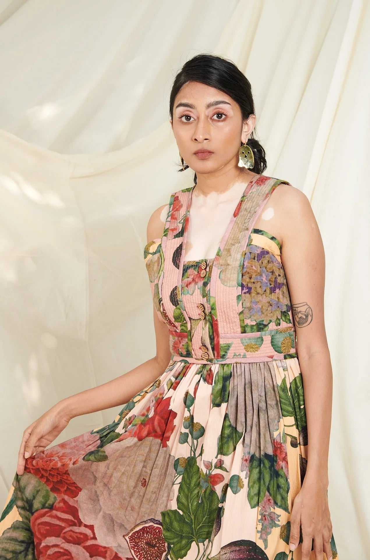 Multi Color Poppy Bloom Quilted Dress