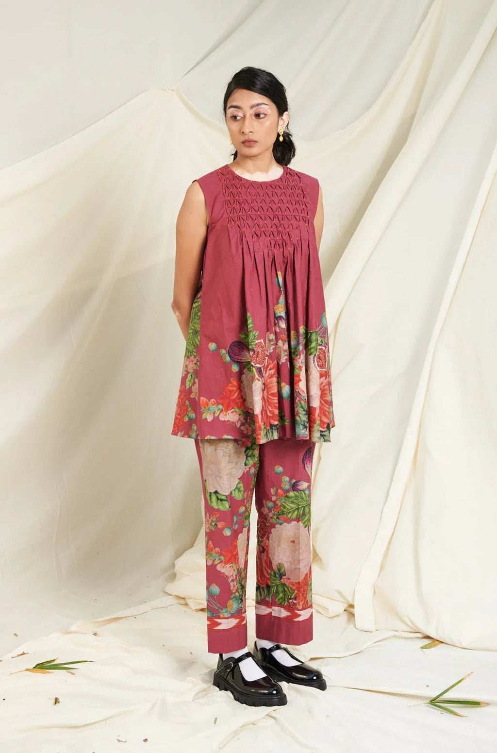 Poppy Bloom Smocking Sleeveless Co-ord Set