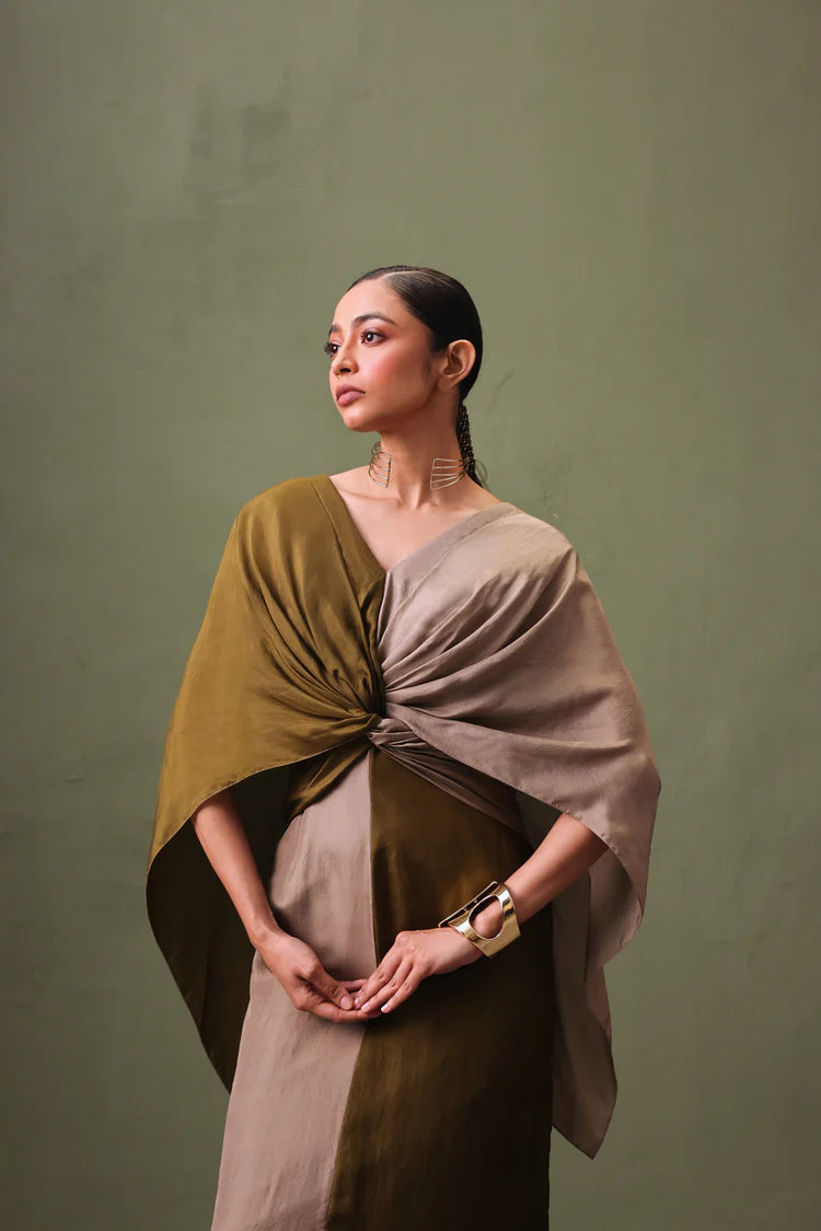Verdant Mist Silk Dress