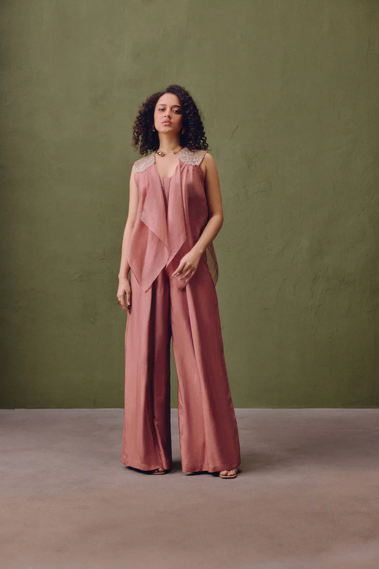 Sakura Embroidered Silk Jumpsuit