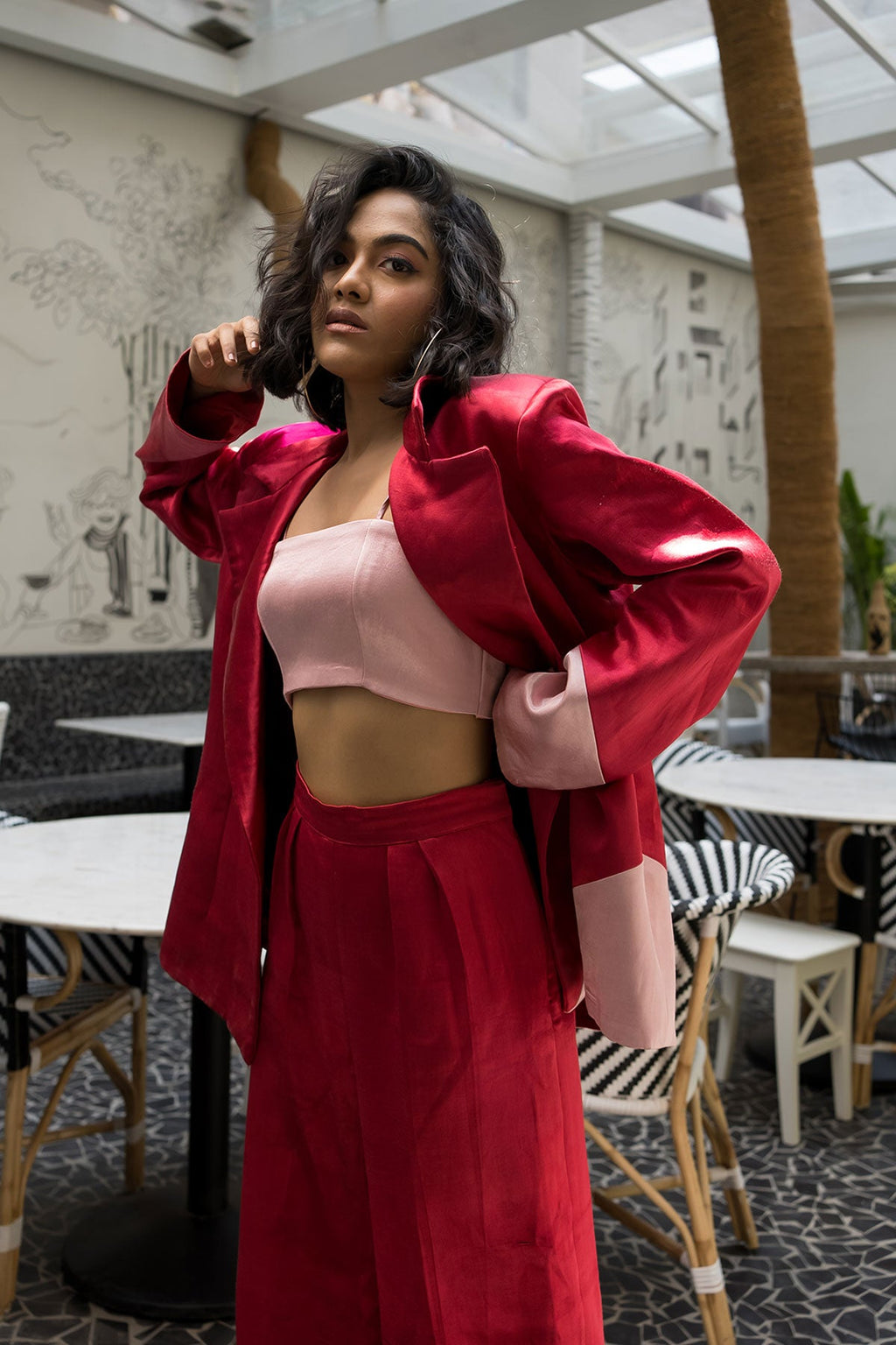 Two Tone Blazer Set