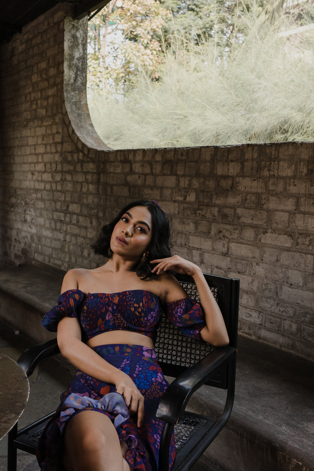 Fruit Print Off-Shoulder Skirt Set