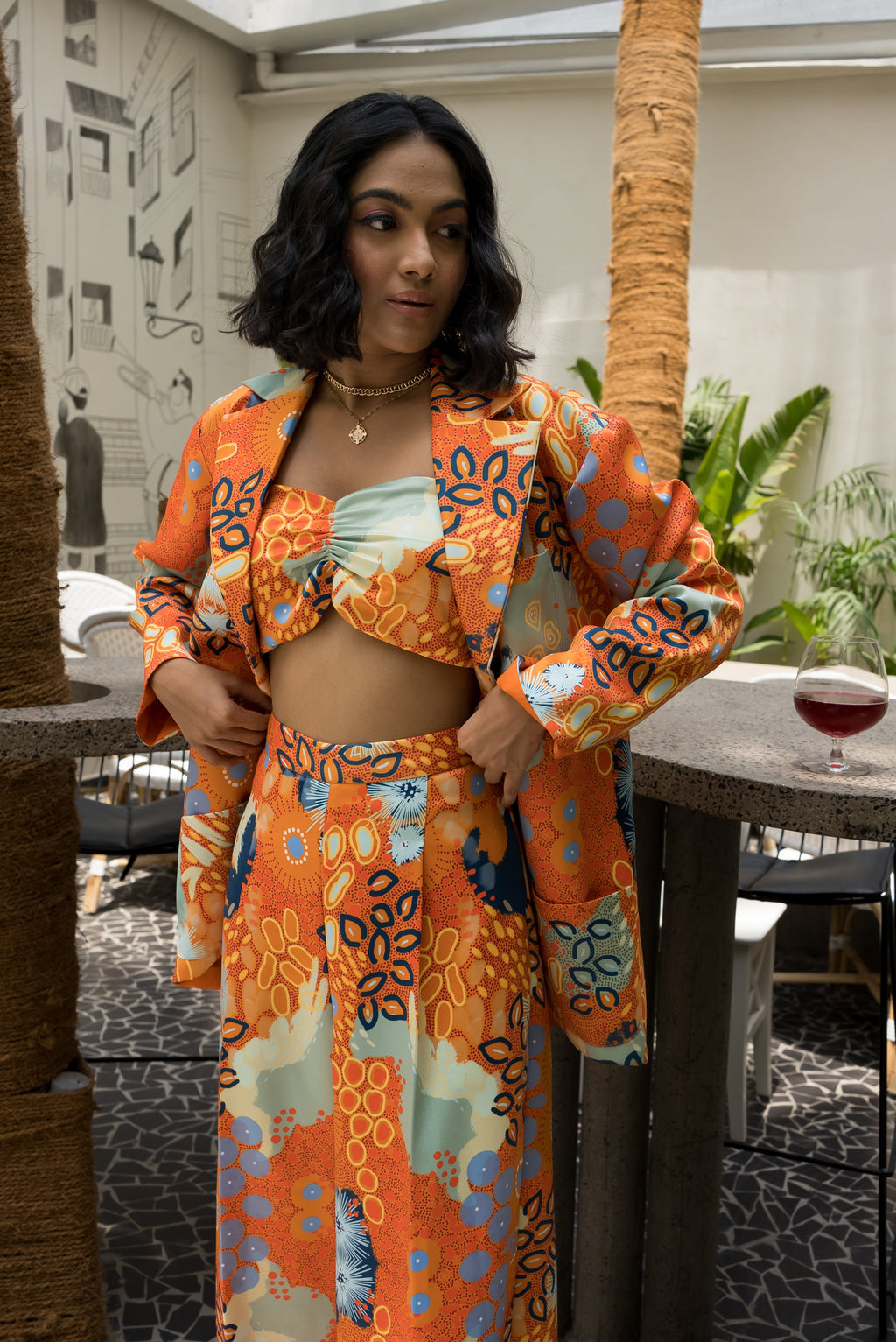 Ocean Print Blazer Set