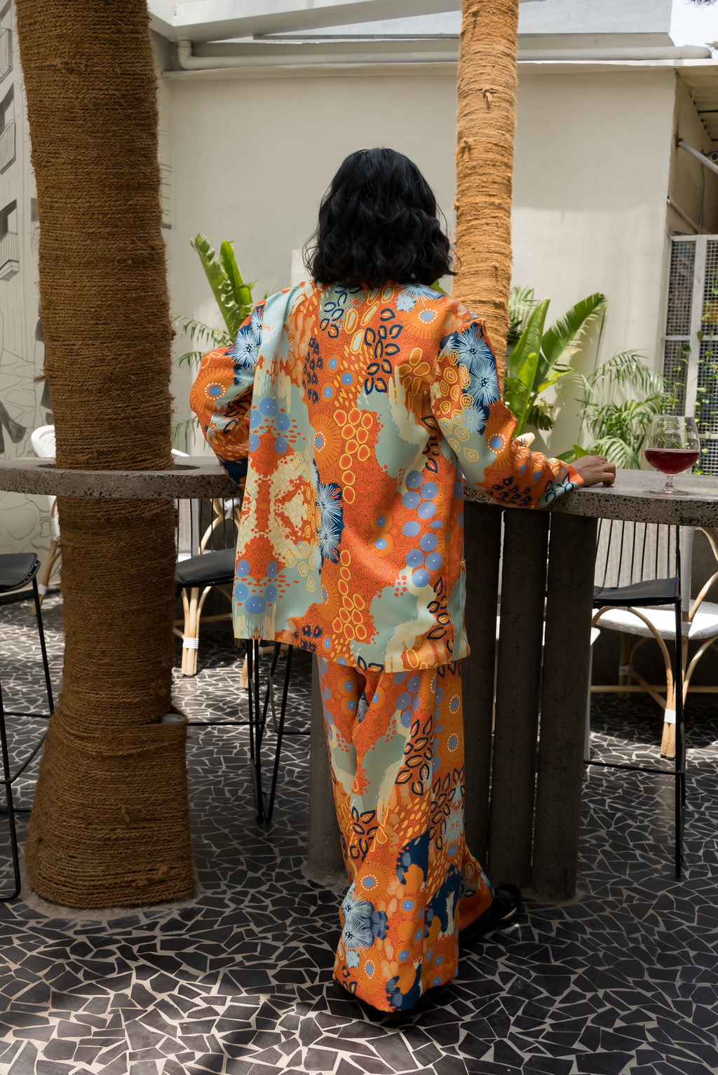 Ocean Print Blazer Set