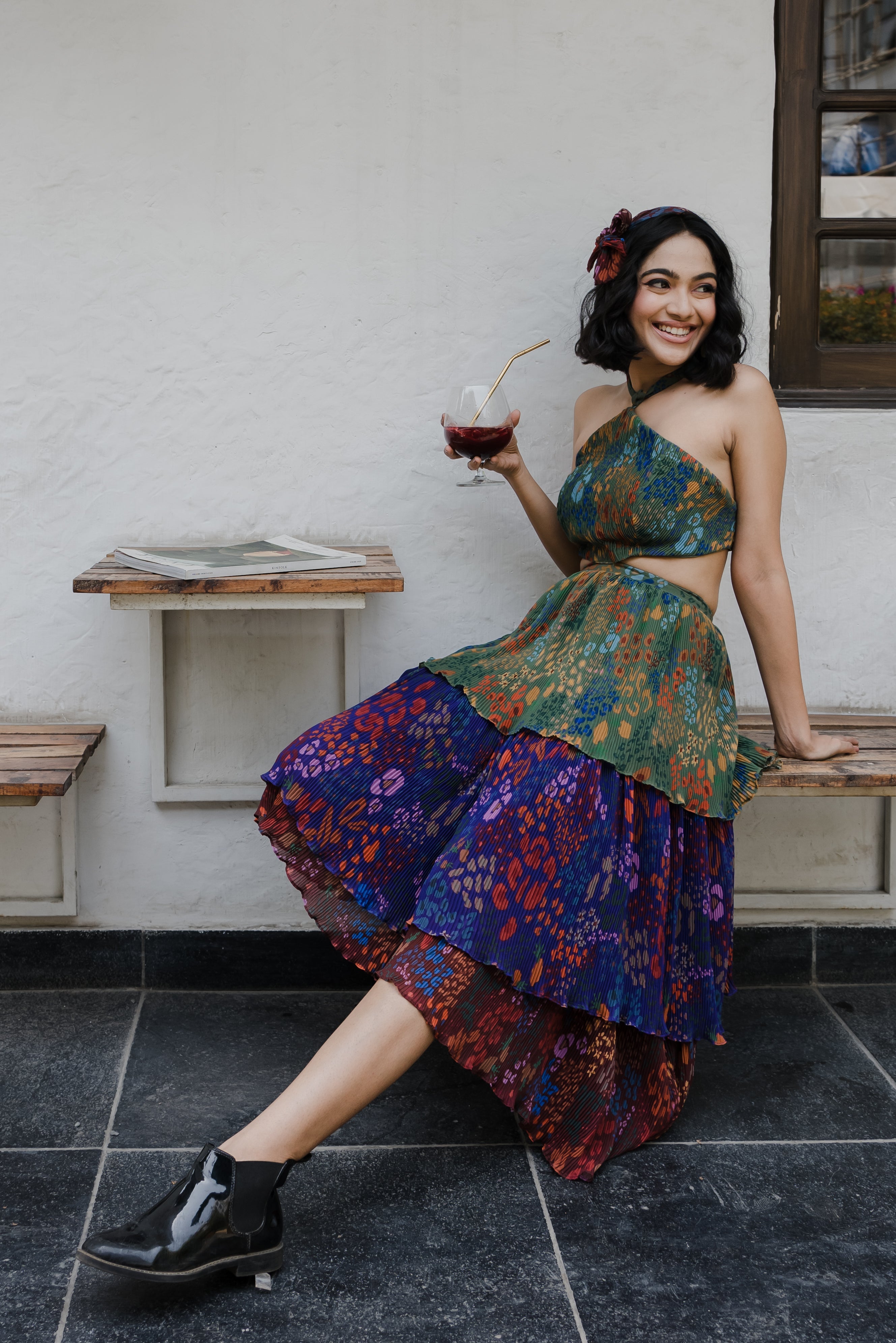Fruit Print Halter Dress