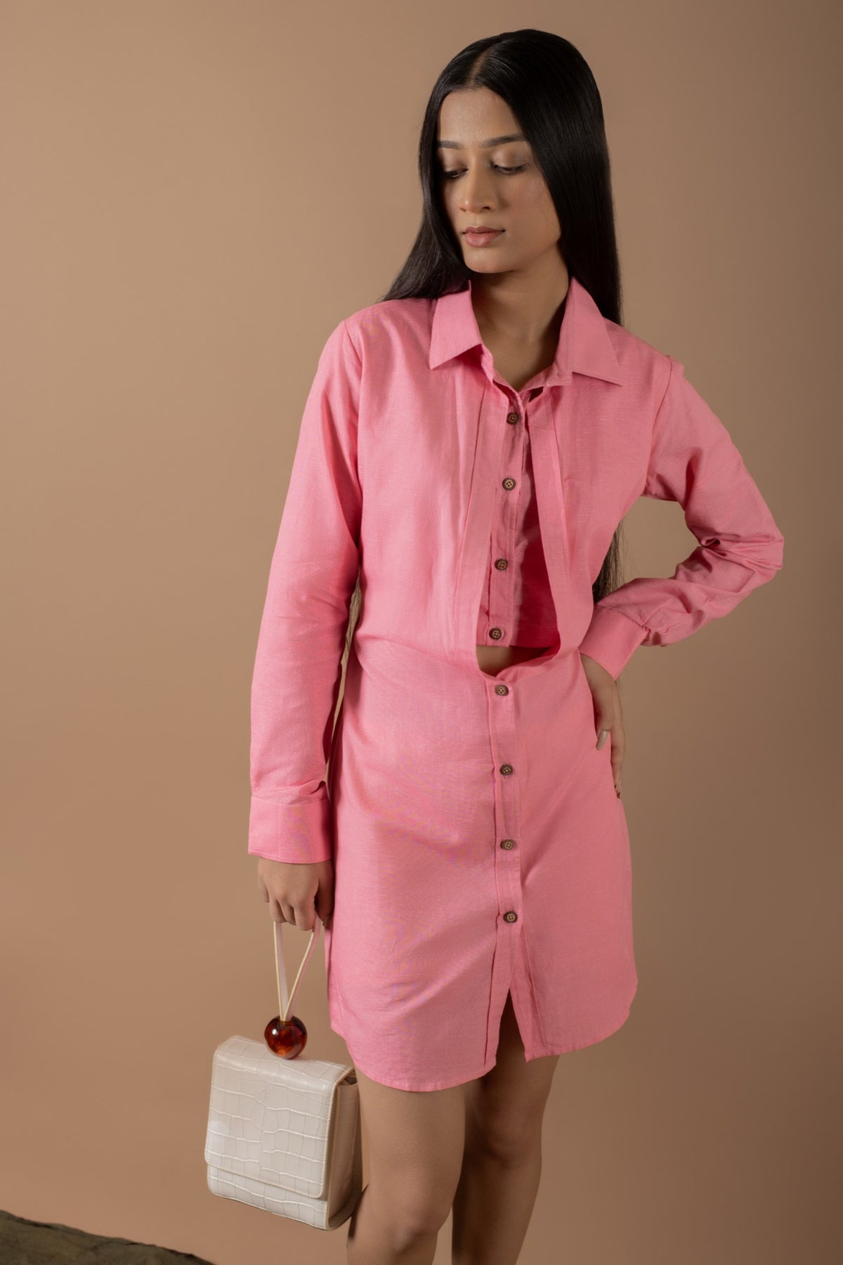 Florence Pink Shirt Layered Dress