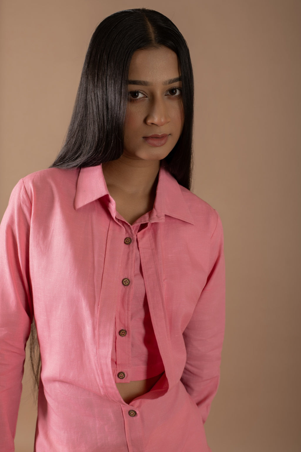 Florence Pink Shirt Layered Dress